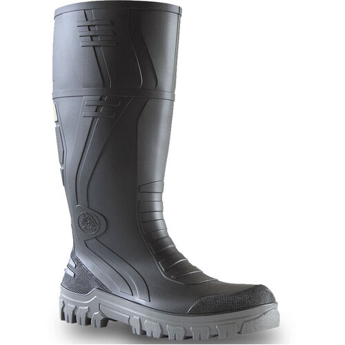 WORKWEAR, SAFETY & CORPORATE CLOTHING SPECIALISTS - Jobmaster 3 Gumboots - Black / Grey PVC 400mm Safety Gumboot