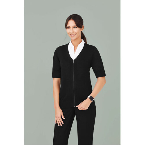 WORKWEAR, SAFETY & CORPORATE CLOTHING SPECIALISTS - Womens Zip Front S/S Cardigan