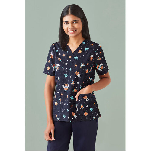 WORKWEAR, SAFETY & CORPORATE CLOTHING SPECIALISTS - Space Party Womens Scrub Top