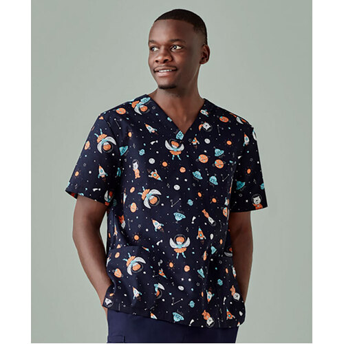 WORKWEAR, SAFETY & CORPORATE CLOTHING SPECIALISTS Space Party Mens Scrub Top