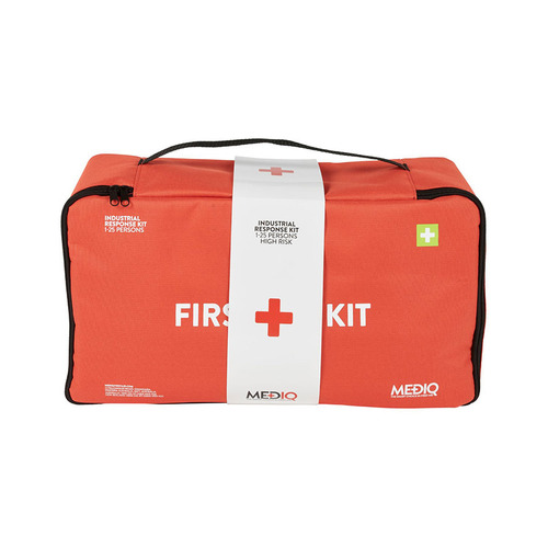 WORKWEAR, SAFETY & CORPORATE CLOTHING SPECIALISTS - Mediq Essential First Aid Kit Workplace Response In Orange Soft Pack 1-25 Persons High Risk