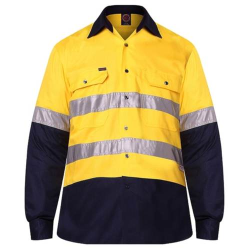 WORKWEAR, SAFETY & CORPORATE CLOTHING SPECIALISTS 2 Tone Vented Light Weight Open Front S/S Shirt with 3M 8910 Reflective Tape